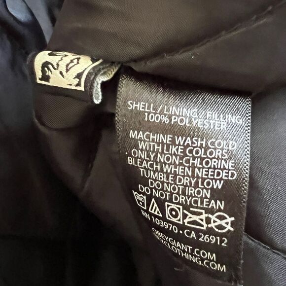 OBEY men’s black winter jacket with hood Size Small - Picture 4 of 7